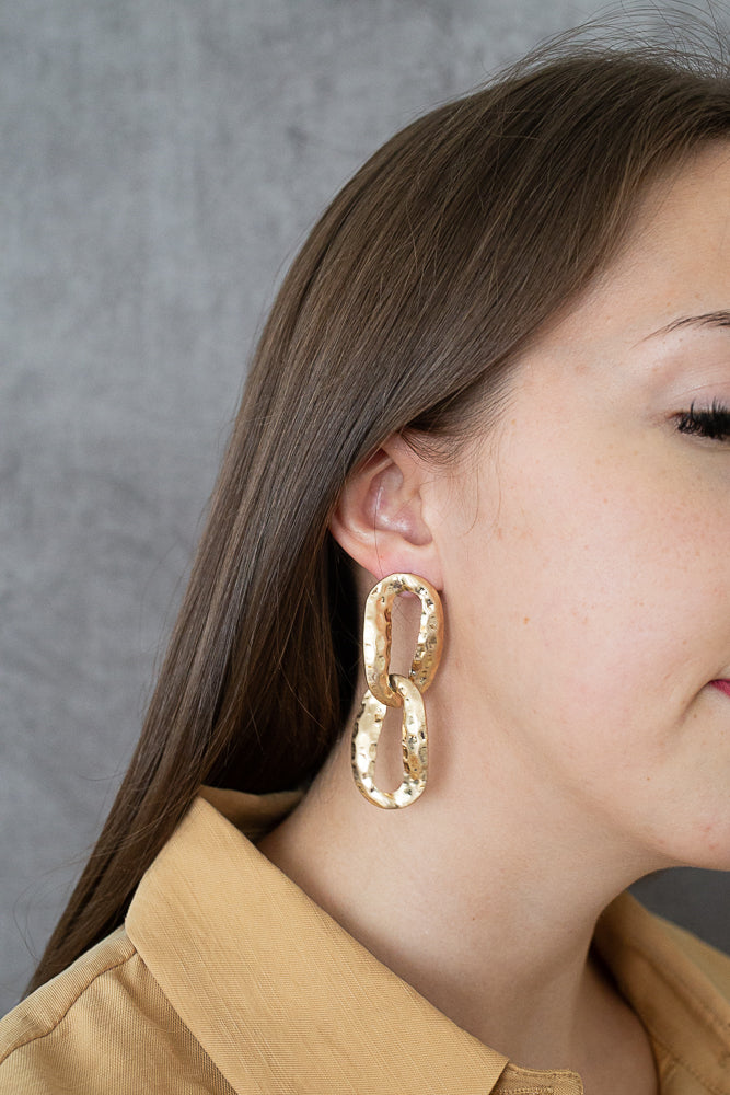 Hammered Gold Chain Earrings